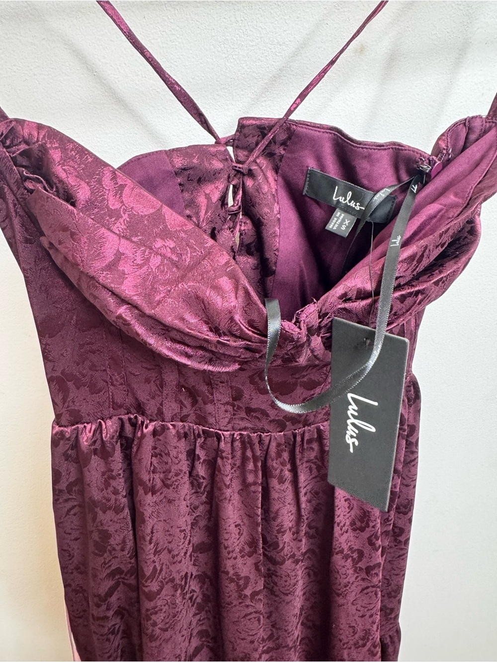 Vasilia Plum Purple Satin Jacquard Tiered Corset Maxi Dress - Picture 5 of 9